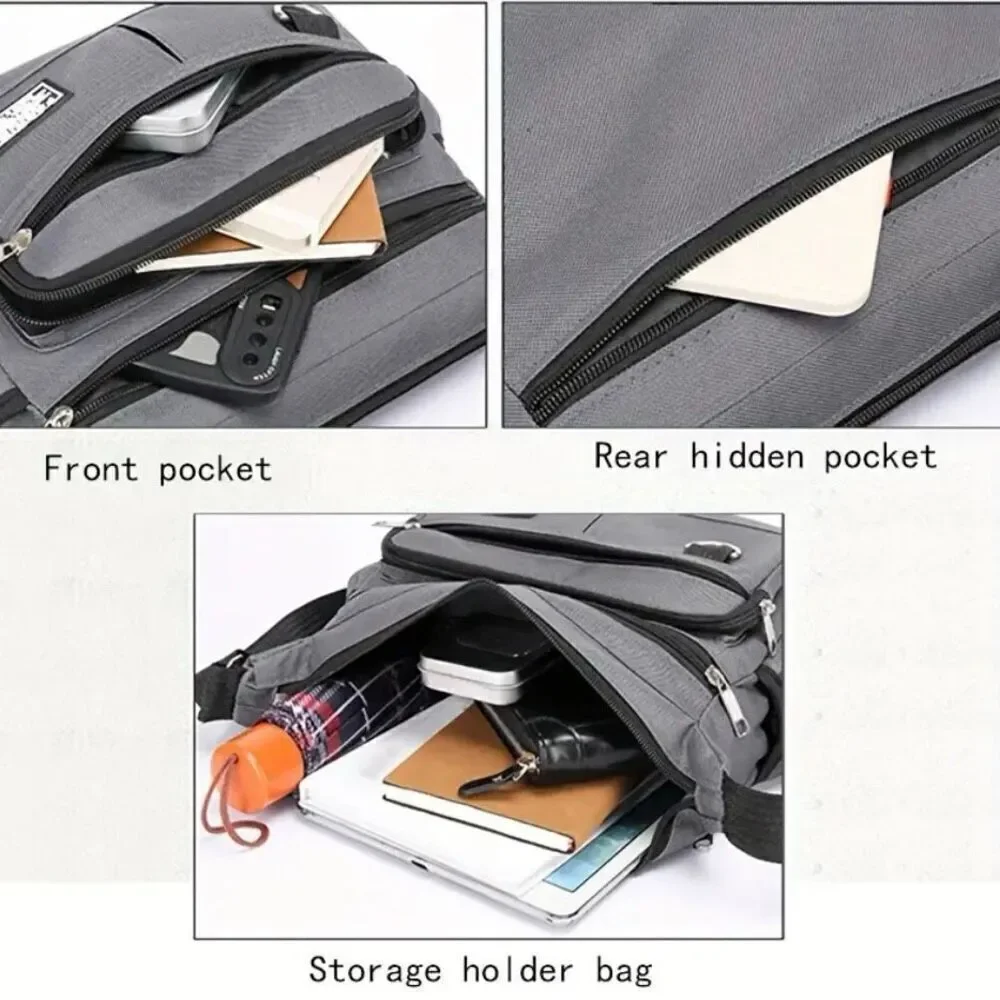 NWT Large Capacity Spacious Multi-Layer shoulder sling Nylon Bag with Zipper Bag